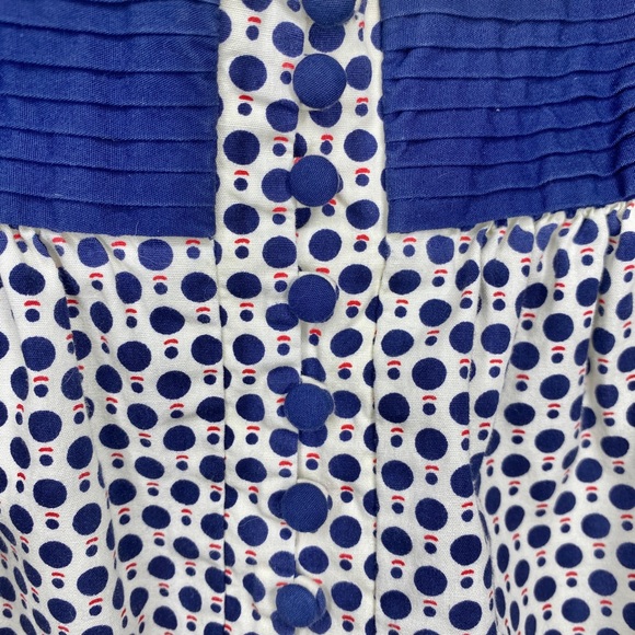 J. Crew Navy White Cotton Wide Strap Sleeveless Top Buttons Pintucks - Picture 5 of 6